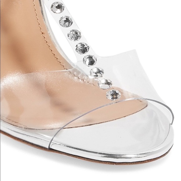 Aquazzura Shine 105 Embellished Crystal PVC Heels - Picture 3 of 11
